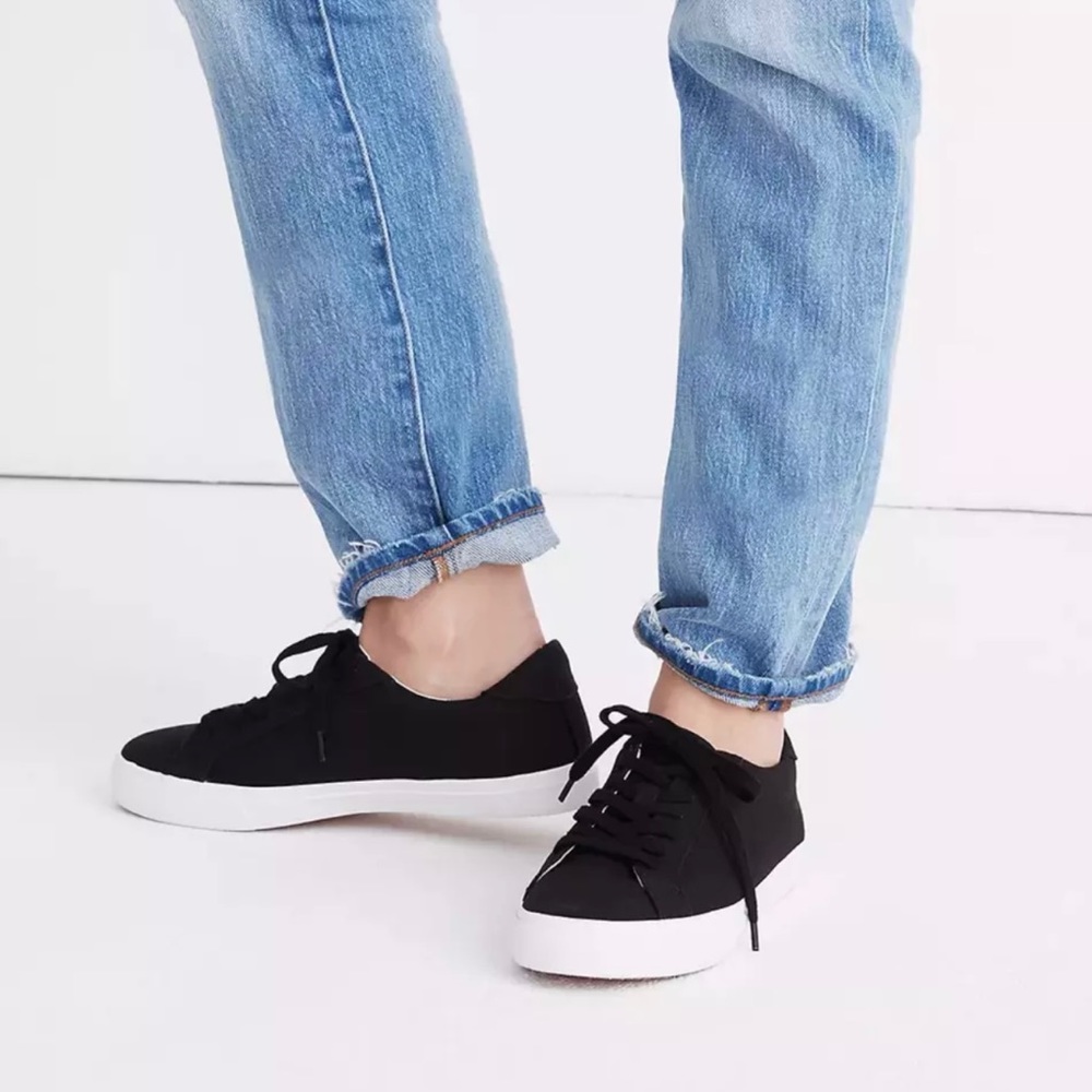 Madewell Black Sidewalk Low-Top Sneakers In Canvas